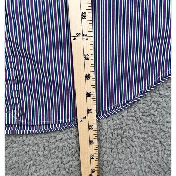 Ralph Lauren Mens Large Long Sleeve Button Down Shirt Purple Striped Custom Fit - Picture 6 of 11